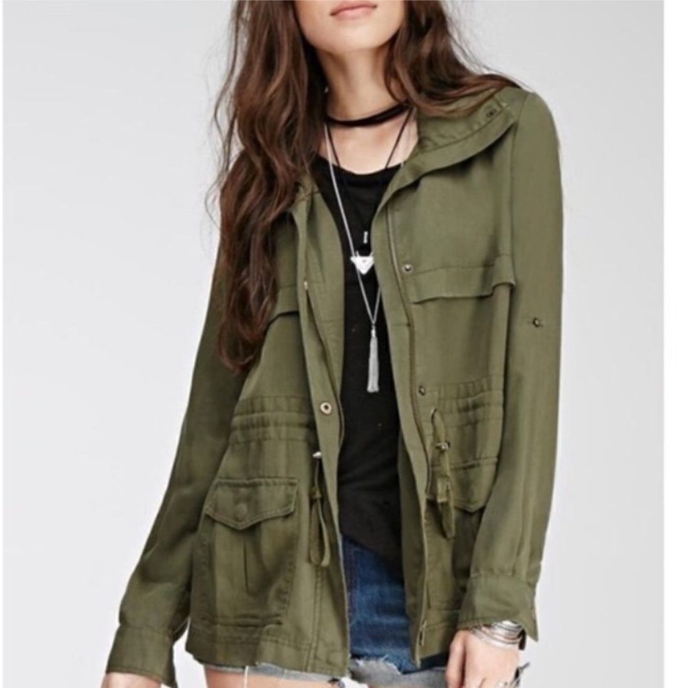 American Eagle Olive Green Utility hood Jacket